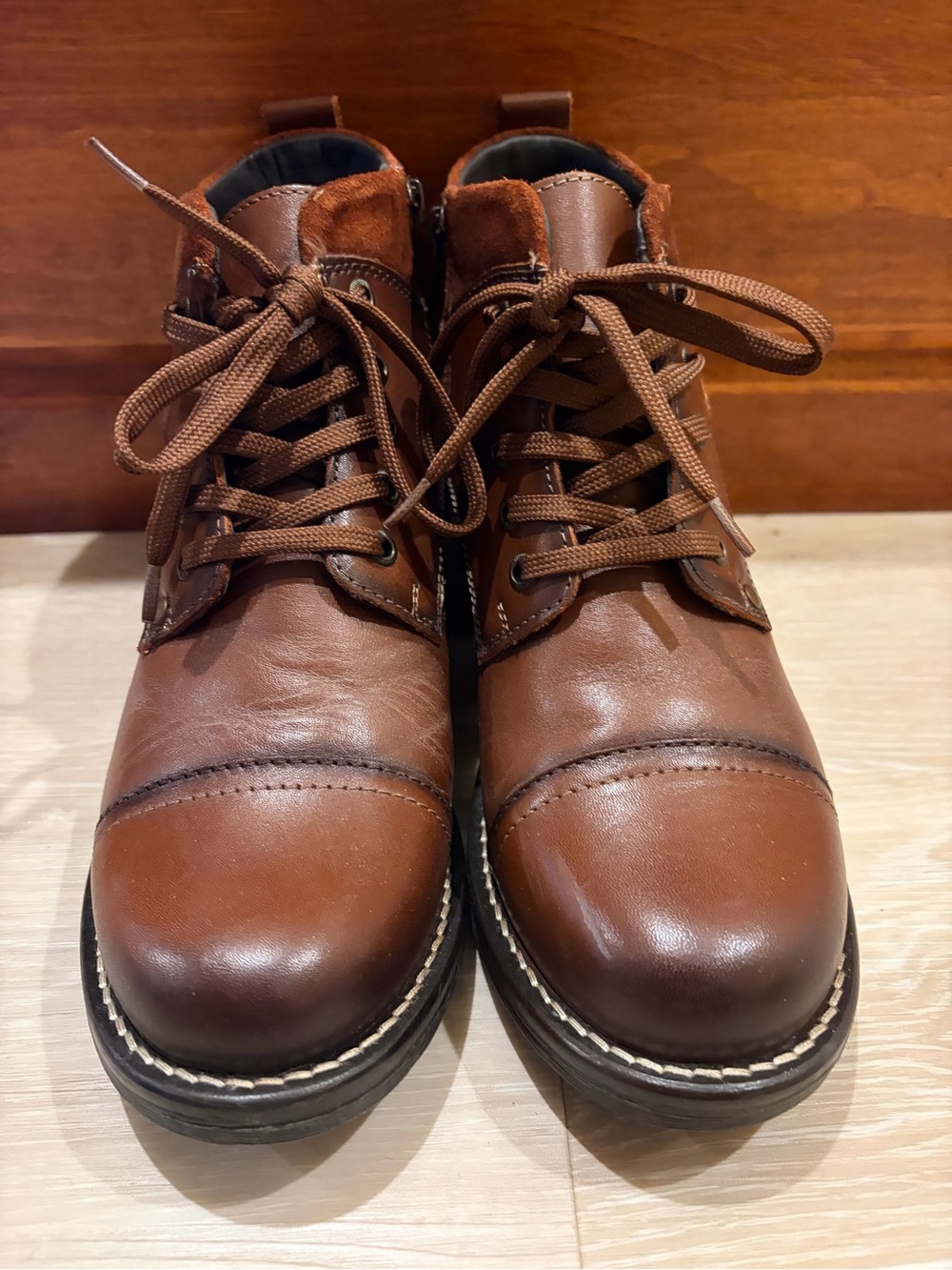 Women’s Taos Cognac Mini Crave Leather Lace-Up Boots